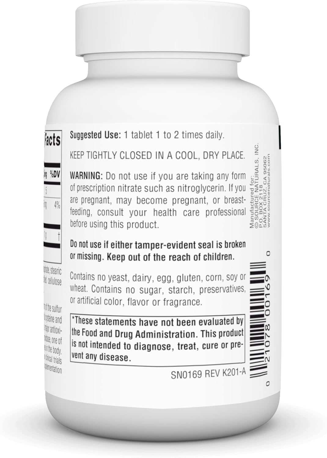 N-Acetyl Cysteine 1000mg Tablets for Respiratory Health - Antioxidant Support Dietary Supplement by Source Naturals
