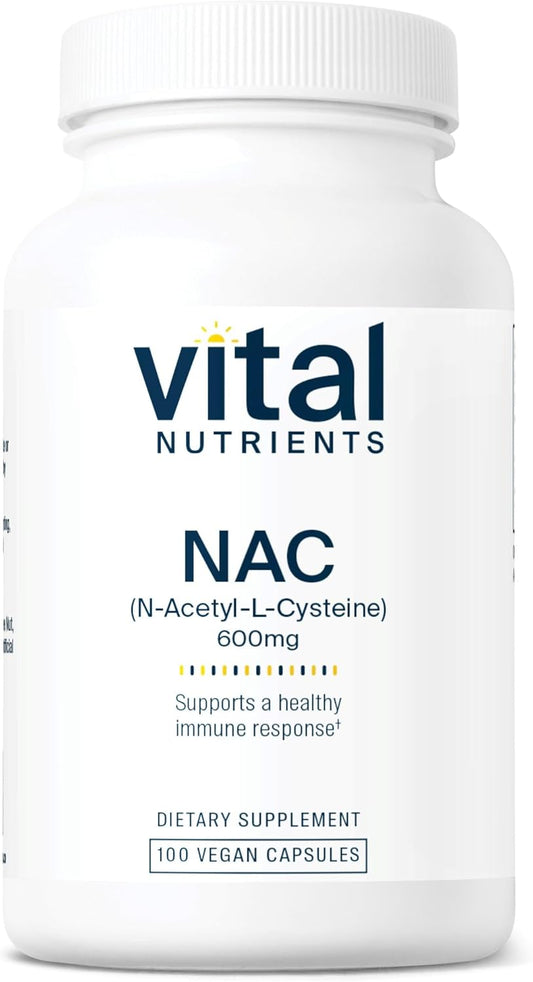N-Acetyl Cysteine 600mg Capsules - Vegan Antioxidant Supplement for Sinus, Liver, and Immune Health - Gluten, Dairy, Soy Free