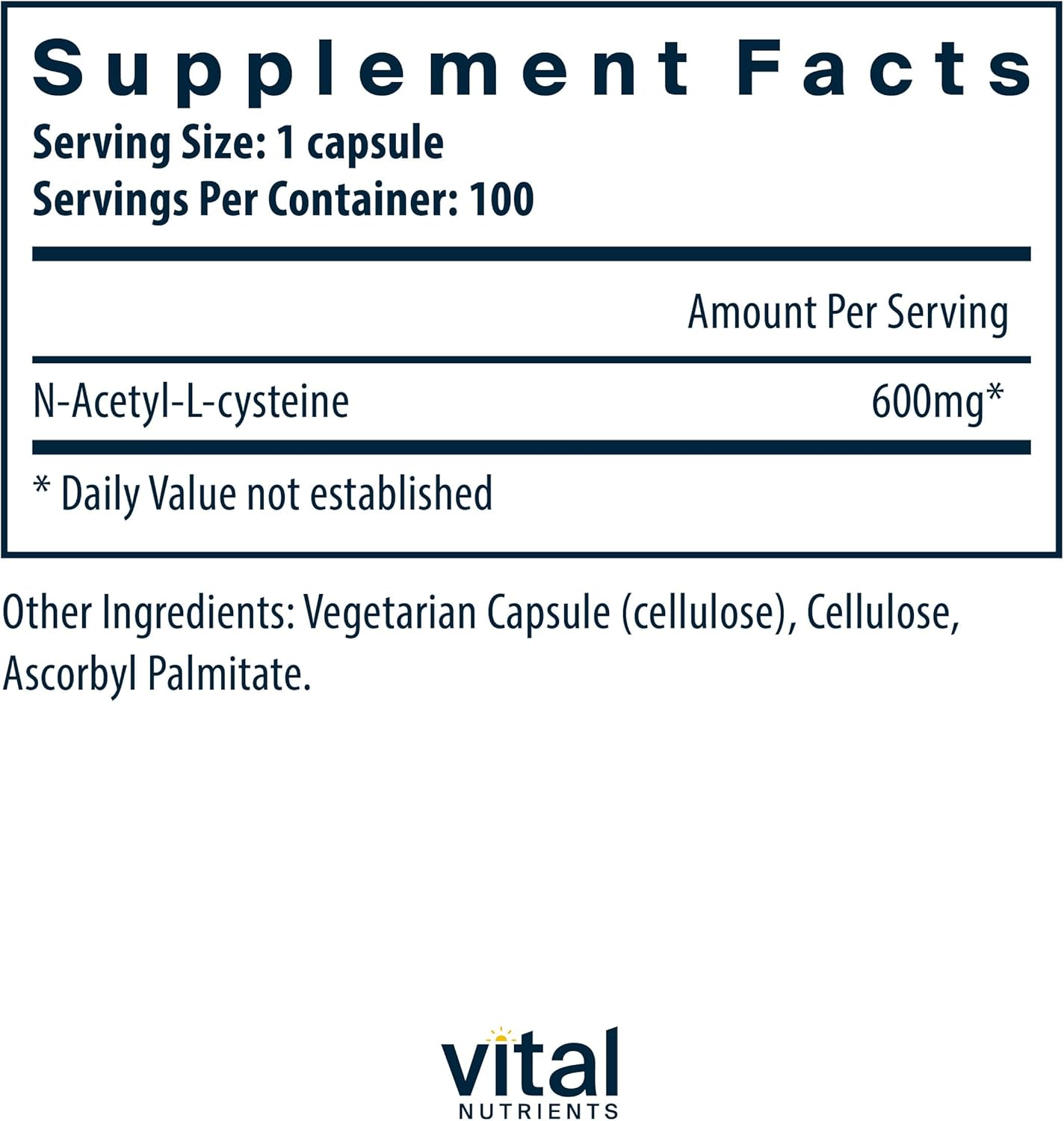 N-Acetyl Cysteine 600mg Capsules - Vegan Antioxidant Supplement for Sinus, Liver, and Immune Health - Gluten, Dairy, Soy Free