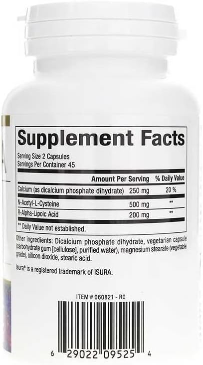 N-Acetyl Cysteine and Alpha Lipoic Acid Supplement - 90 Capsules