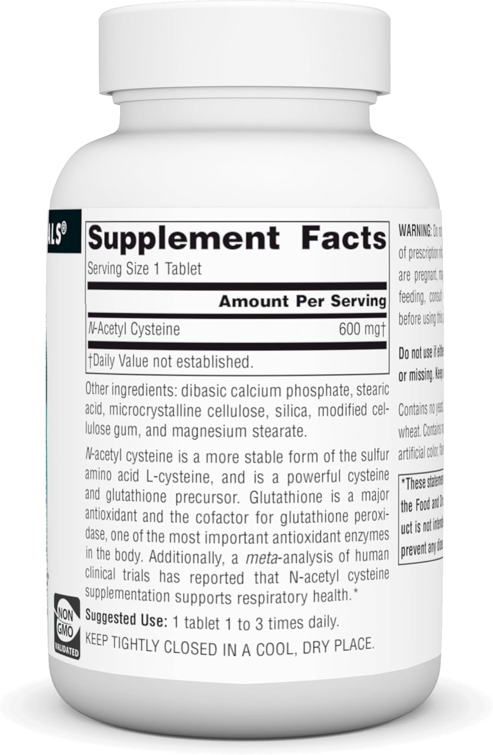 N-Acetyl Cysteine Antioxidant Support 600mg - Respiratory Health Supplement - 120 Tablets