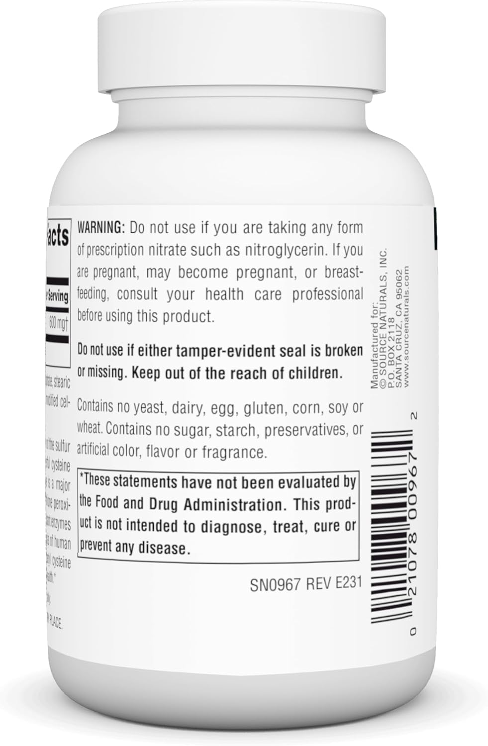 N-Acetyl Cysteine Antioxidant Support 600mg - Respiratory Health Supplement - 120 Tablets