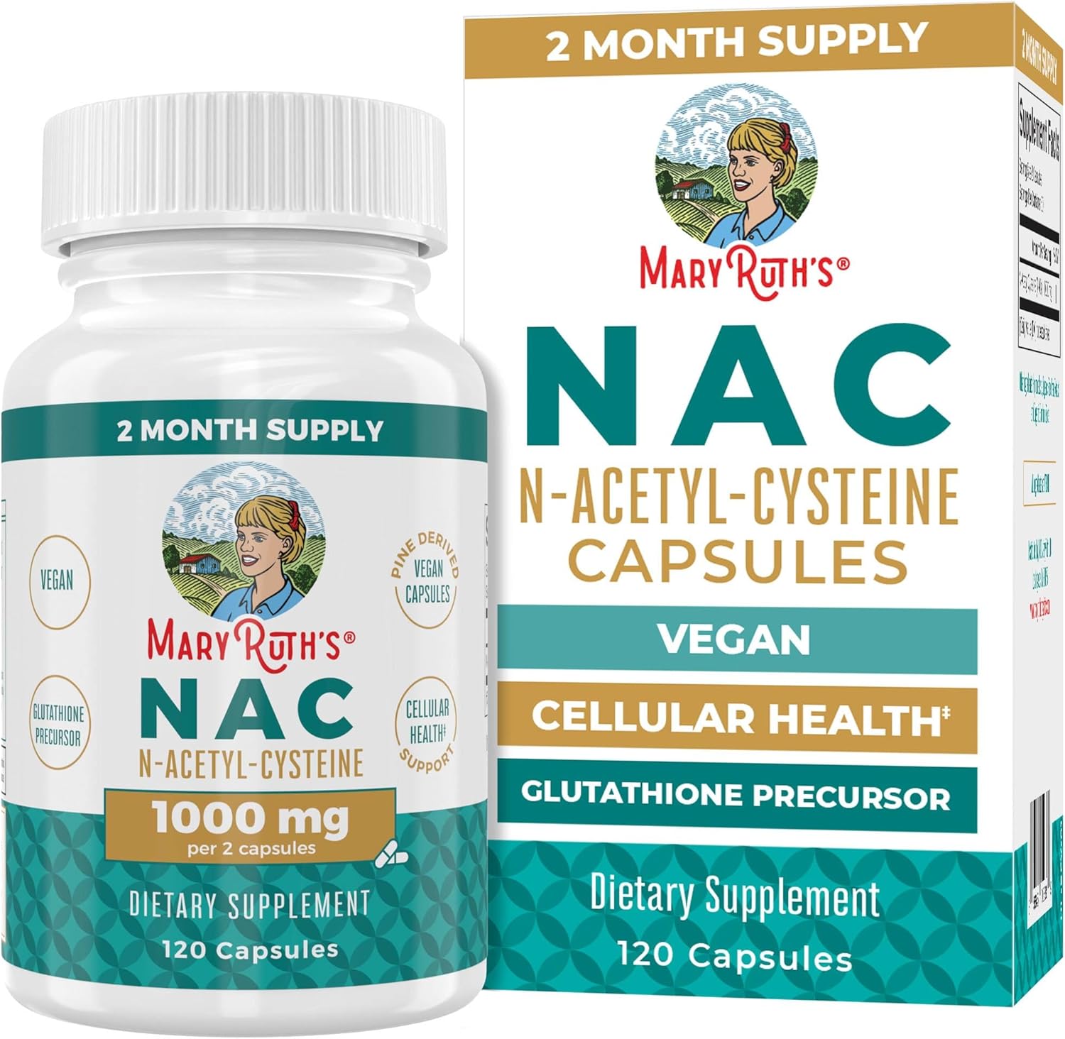 N-Acetyl Cysteine Capsules - 1000mg, 2 Month Supply, Vegan, Non-GMO, Gluten Free - MaryRuth Organics