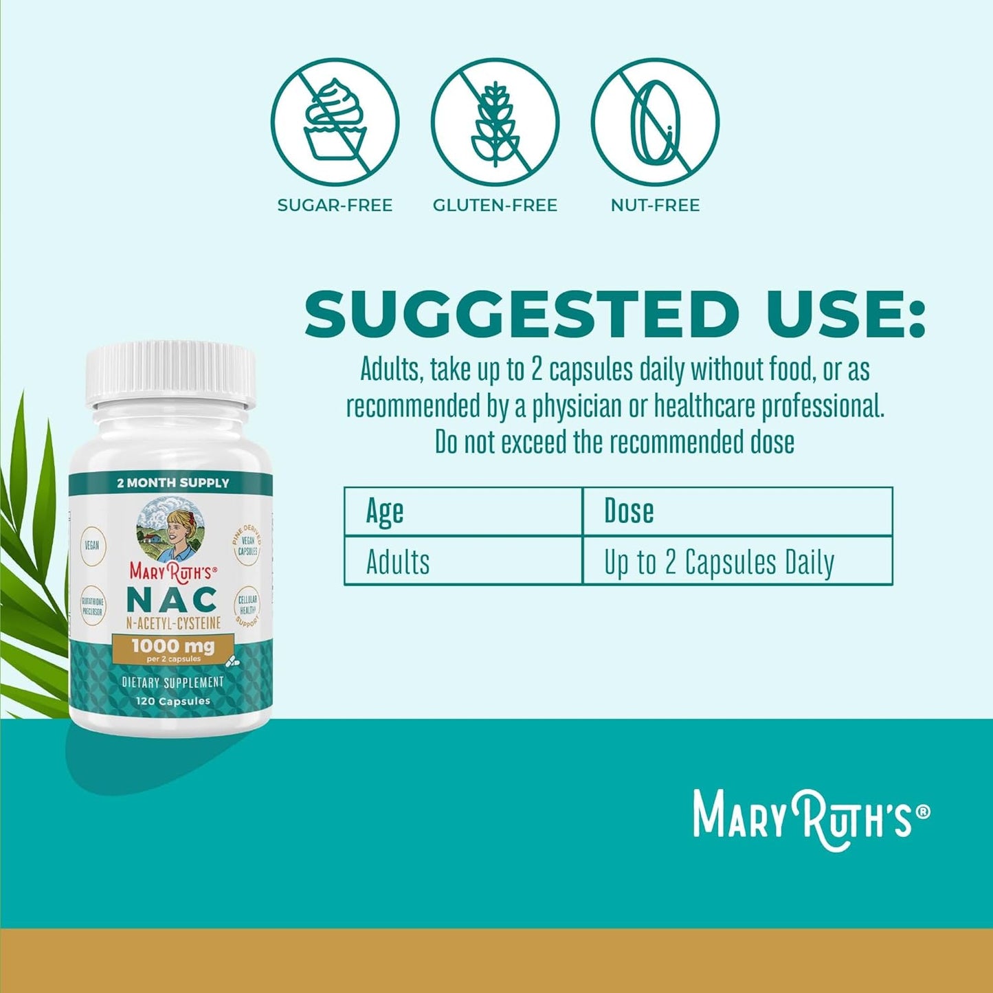 N-Acetyl Cysteine Capsules - 1000mg, 2 Month Supply, Vegan, Non-GMO, Gluten Free - MaryRuth Organics