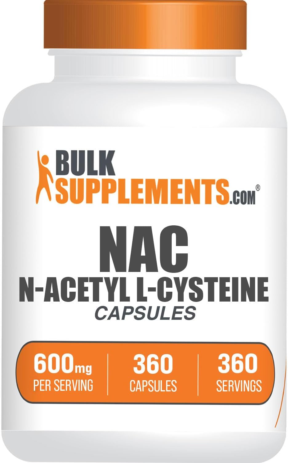 N-Acetyl Cysteine Capsules 600mg - Gluten Free NAC Supplement - 360 Capsules, 1 Capsule per Serving