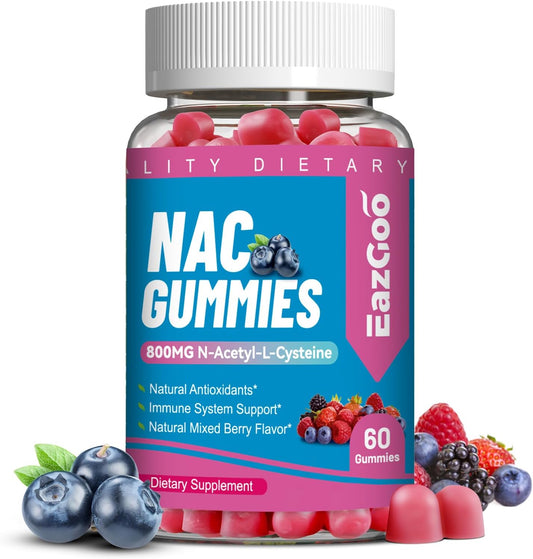 N-Acetyl Cysteine Gummies 800mg - Immune System & Antioxidant Support - Non-GMO, Gluten Free, Vegan - 60 Count
