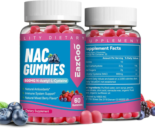N-Acetyl Cysteine Gummies 800mg - Immune System & Antioxidant Support - 120 Count Vegan Supplement