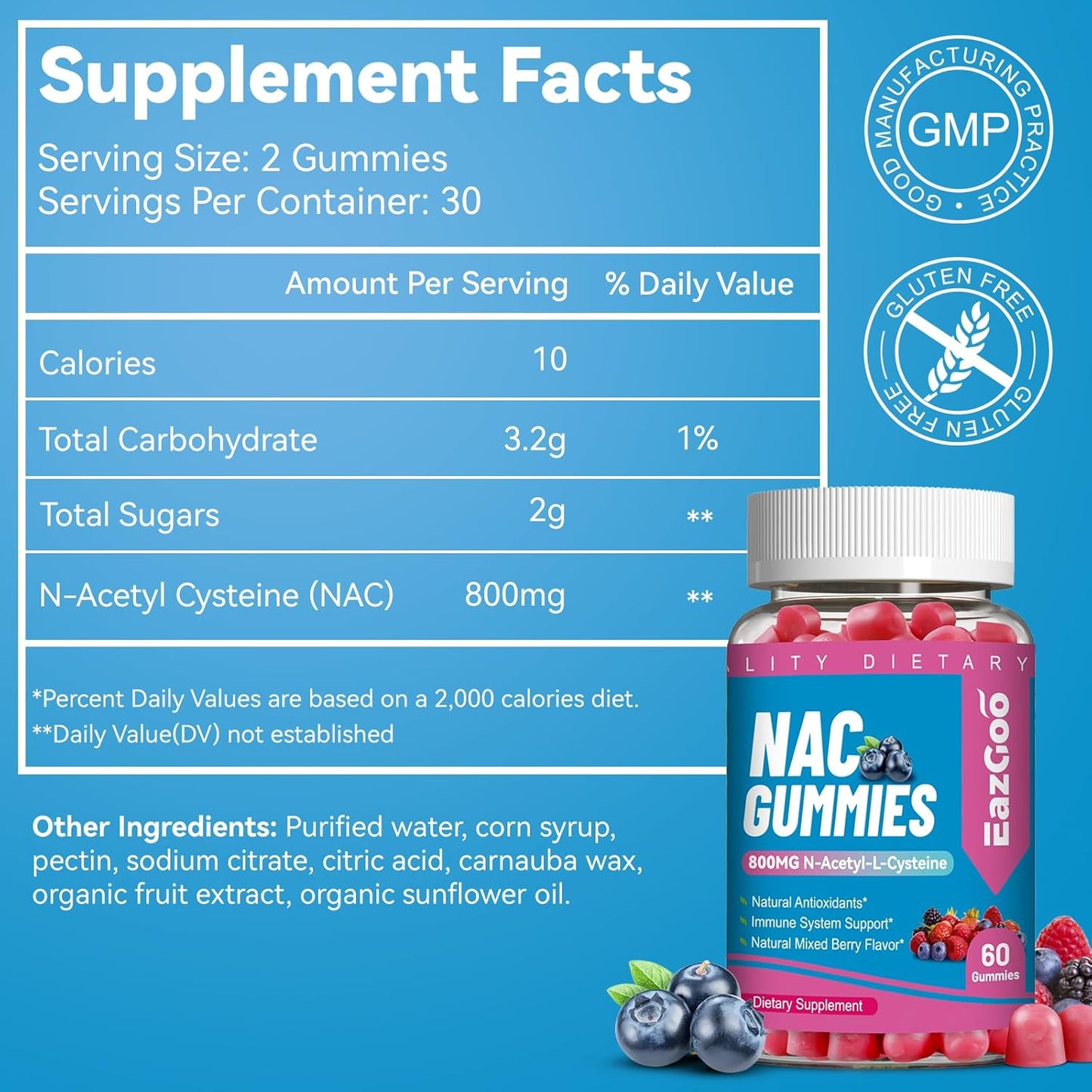 N-Acetyl Cysteine Gummies 800mg - Immune System & Antioxidant Support - 120 Count Vegan Supplement