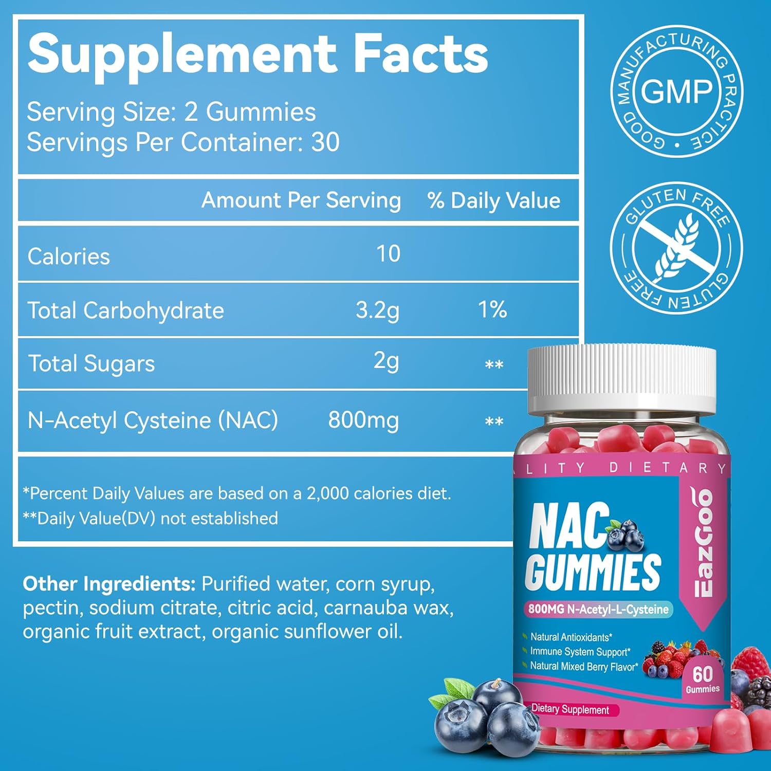 N-Acetyl Cysteine Gummies 800mg - Immune System & Antioxidant Support - 120 Count Vegan Supplement