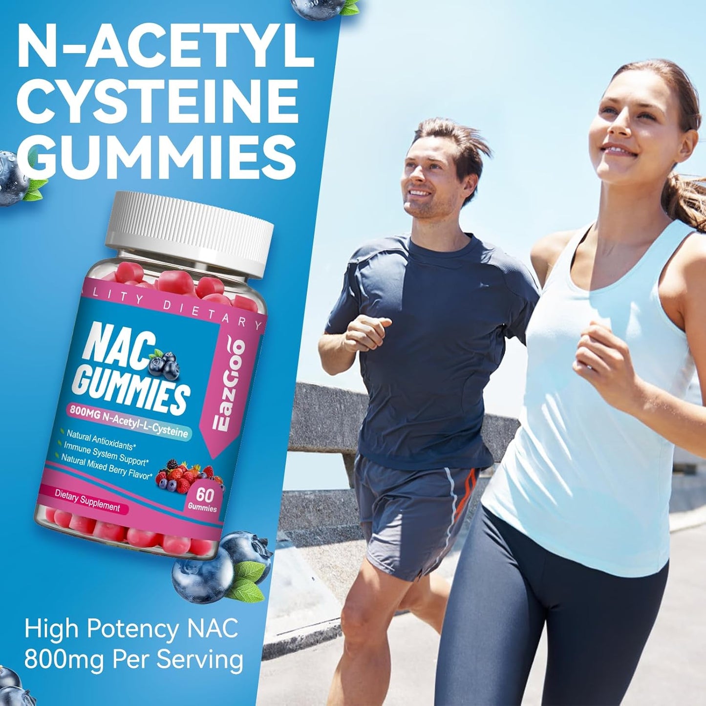 N-Acetyl Cysteine Gummies 800mg - Immune System & Antioxidant Support - Non-GMO, Gluten Free, Vegan - 60 Count