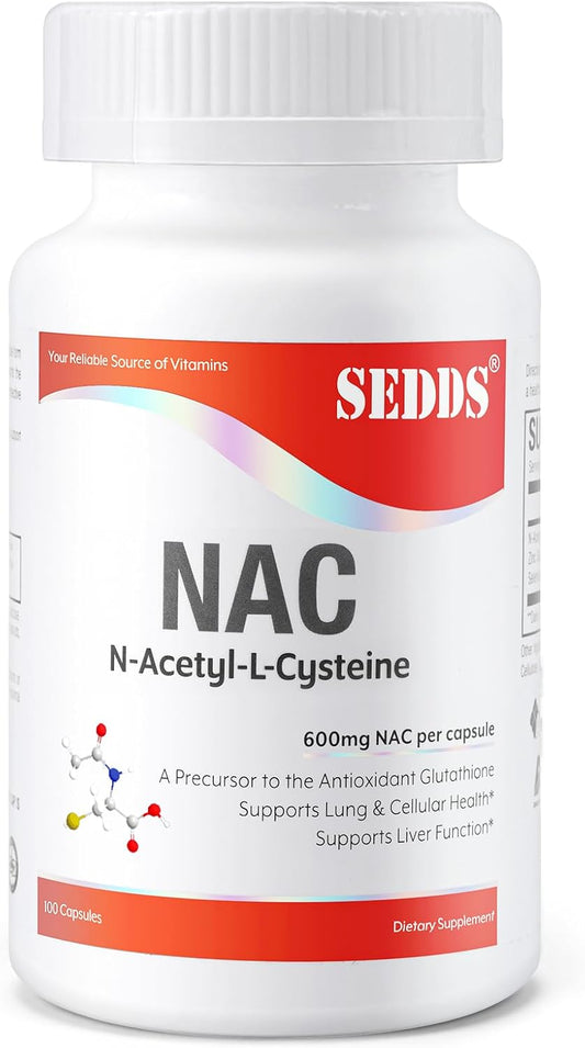 N-Acetyl Cysteine (NAC) 600mg Supplements - 100 Veg Capsules, Non-GMO & Gluten Free