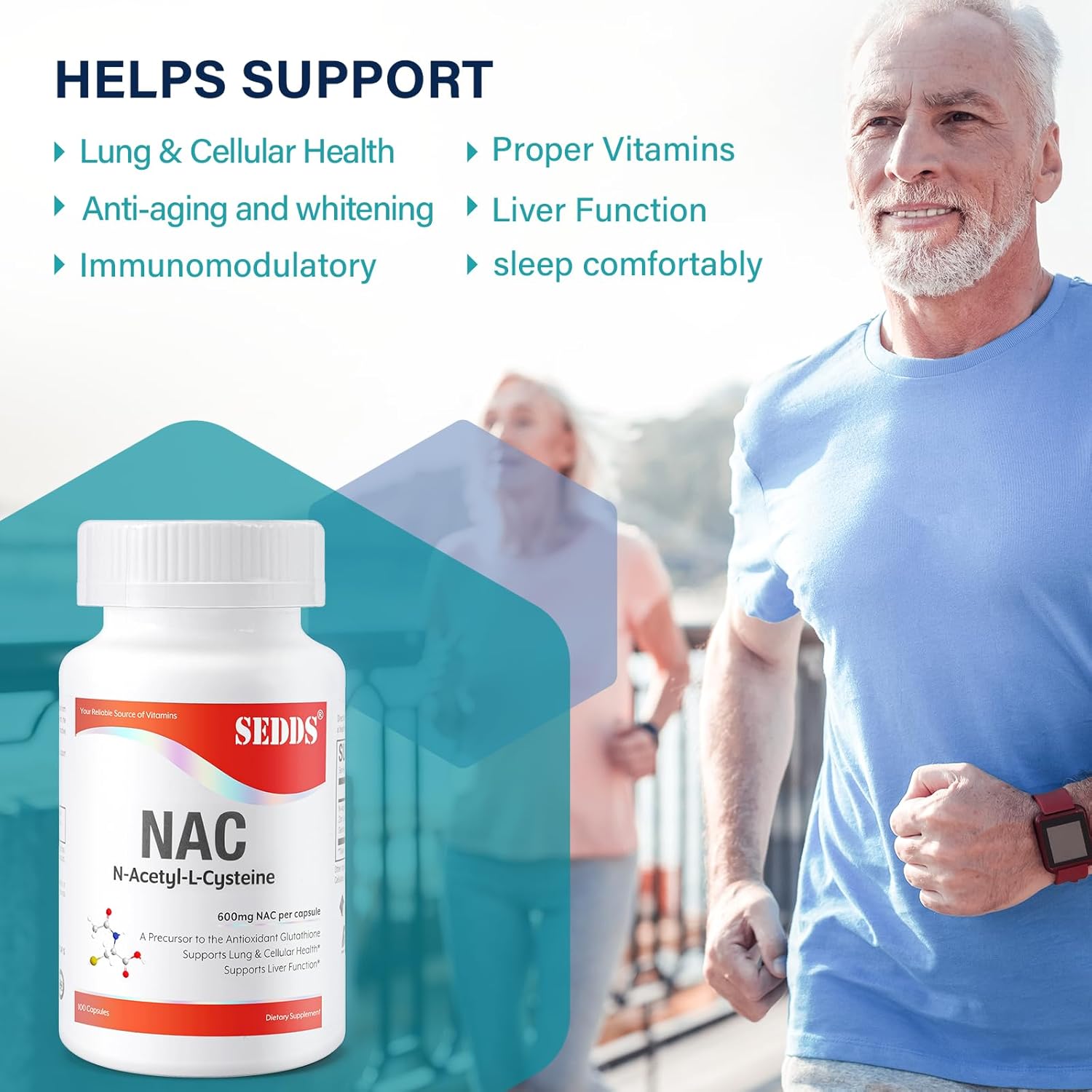N-Acetyl Cysteine (NAC) 600mg Supplements - 100 Veg Capsules, Non-GMO & Gluten Free