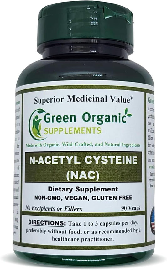 N-Acetyl Cysteine (NAC) 90 VCaps - High Absorbable, Non-GMO, Gluten-Free - Supports Immune System & Health - Green Organic Supplements