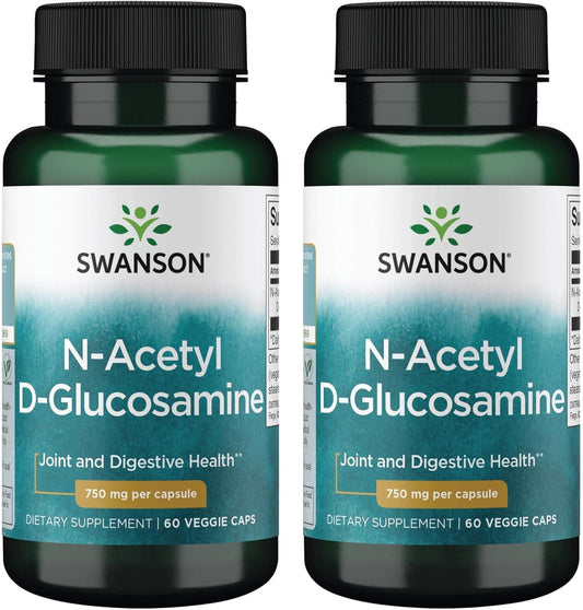 N-Acetyl D-Glucosamine Supplement for Joint and Gut Health - 60 Veggie Capsules, 750mg - 2 Pack