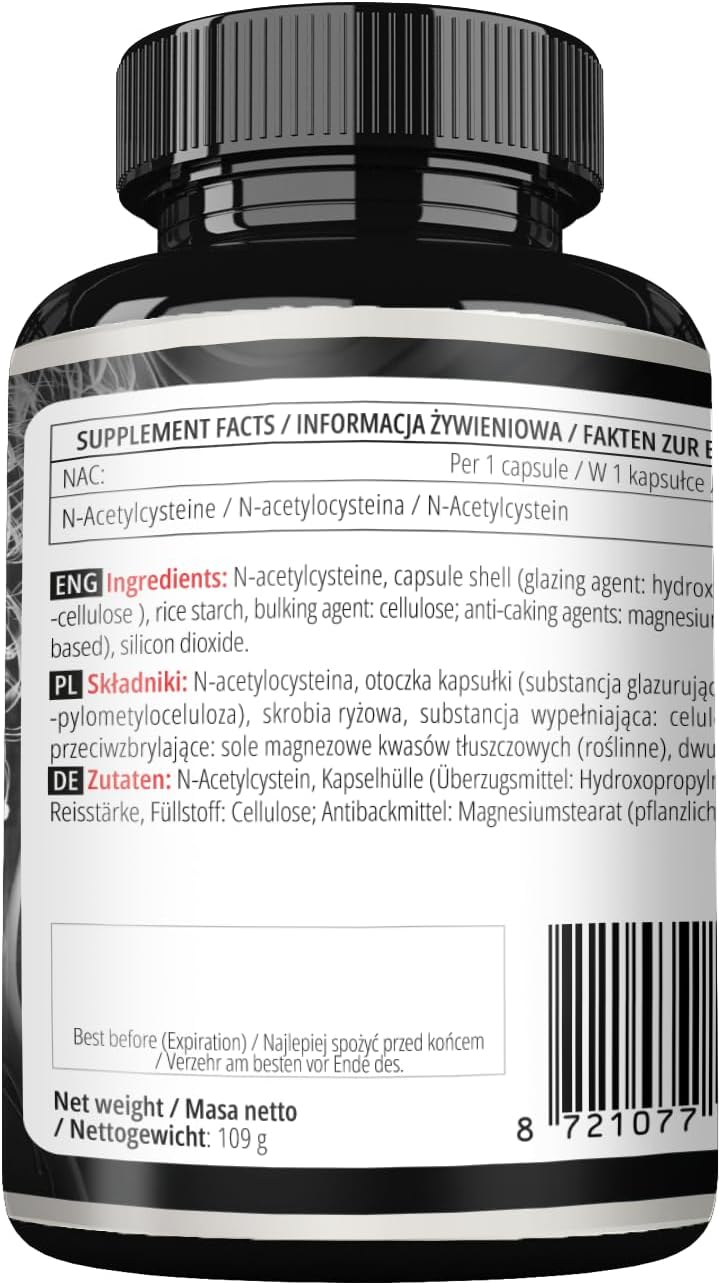 N-Acetyl L-Cysteine 500mg - 120 Vegan Capsules - Liver Support & Antioxidant - Amino Acid Supplement for 4 Months