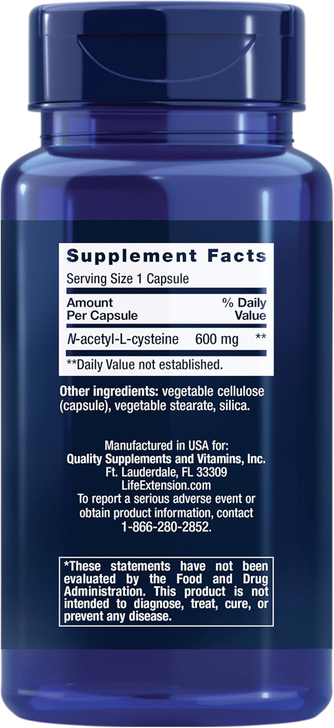 N-Acetyl-L-Cysteine (NAC) 600mg Capsules for Immune, Respiratory & Liver Health - Potent Antioxidant Support, Free-Radicals Defense