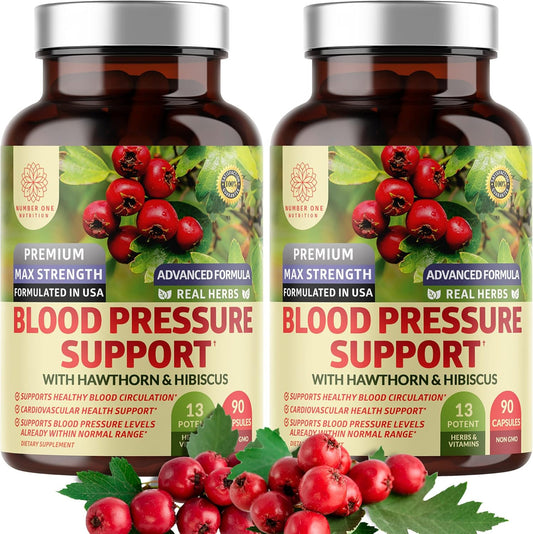 N1N Premium Blood Pressure Support 2-Pack with 13 Potent Ingredients for Natural Blood Flow Health - 180 Capsules