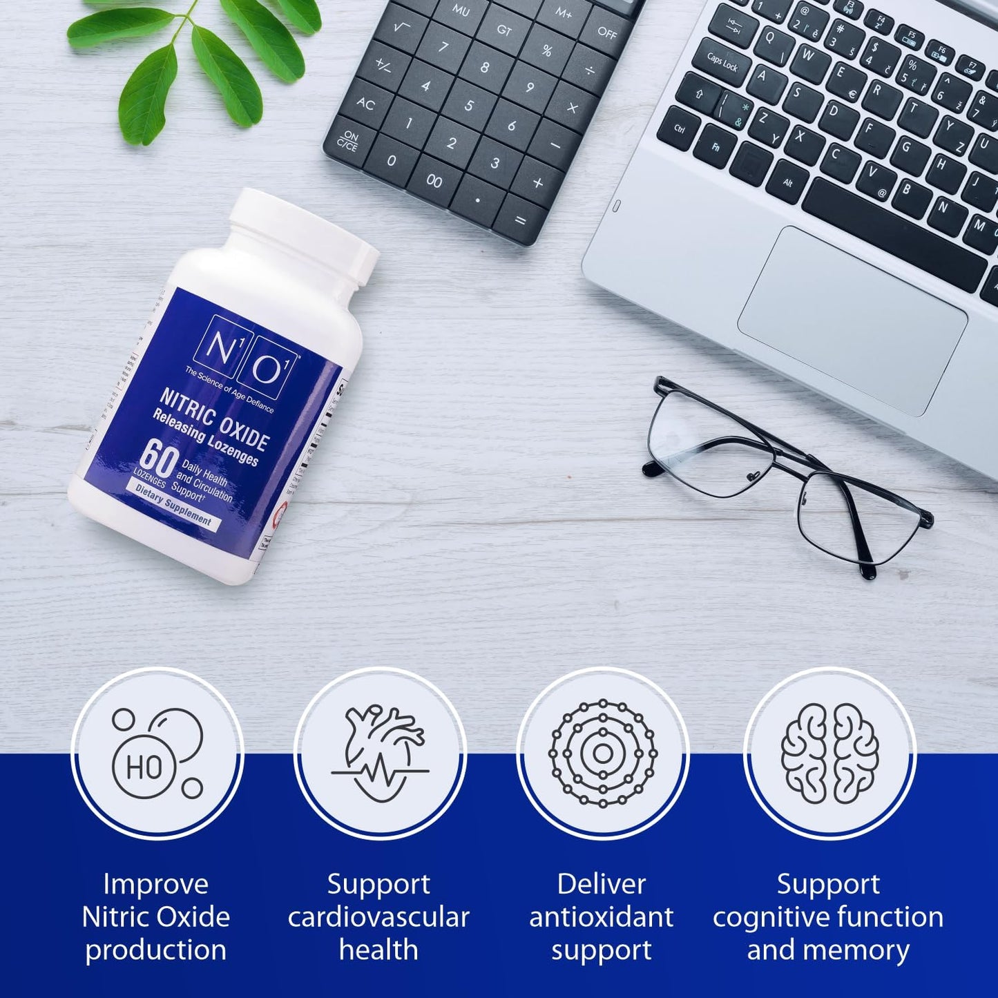 N1O1 Nitric Oxide Lozenges - 60 Count - Heart Health Support Supplement for Men & Women - Boost Circulation, Energy, Blood Flow, & Oxygenation - Promotes Healthy Blood Pressure & Cardiovascular Health