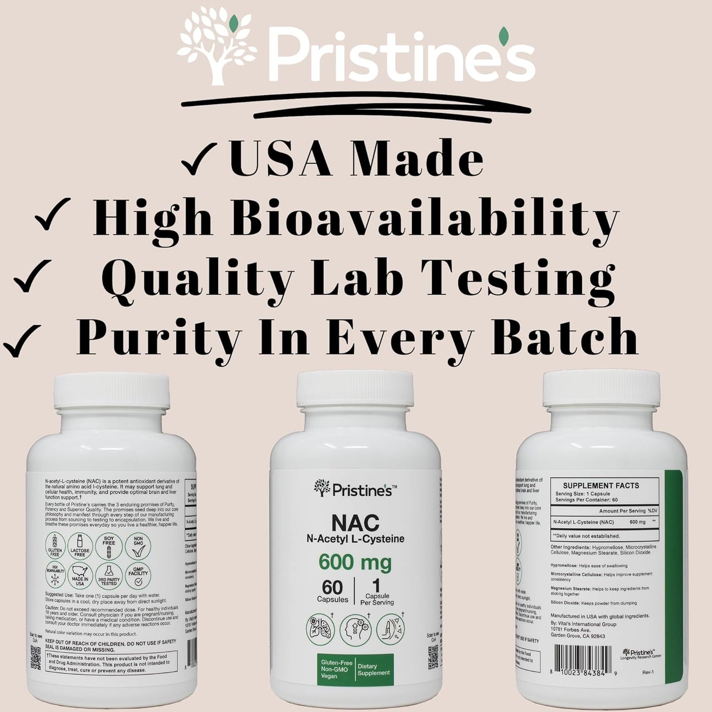 NAC 600mg Immunity Support Supplement (2 Pack) - Potent Antioxidant for Lung & Liver - Mood Support - Vegan, Gluten Free, Non GMO - 120-Day Supply