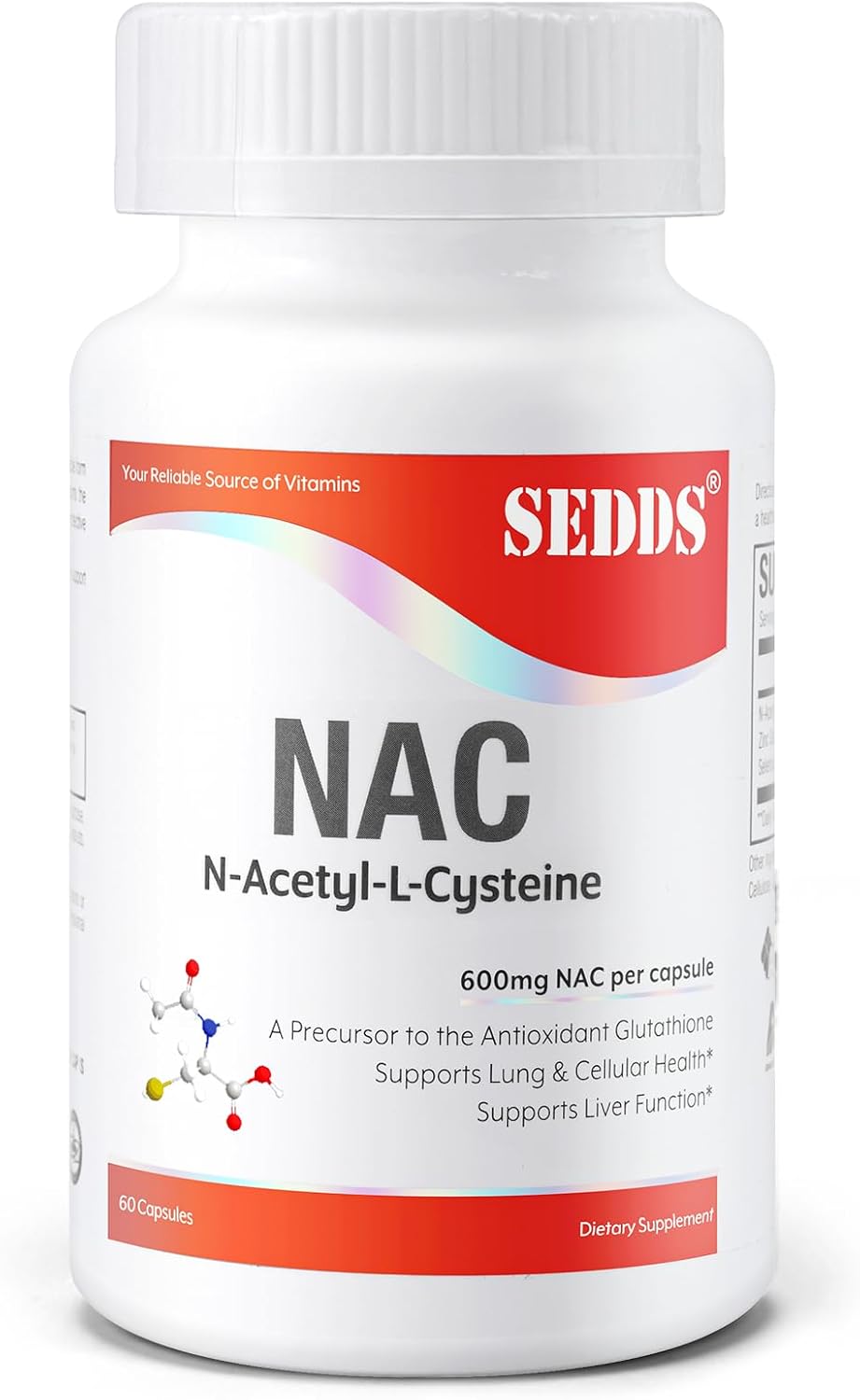 NAC 600mg SEDDS Supplements - 60 Veg Capsules, Non-GMO & Gluten Free