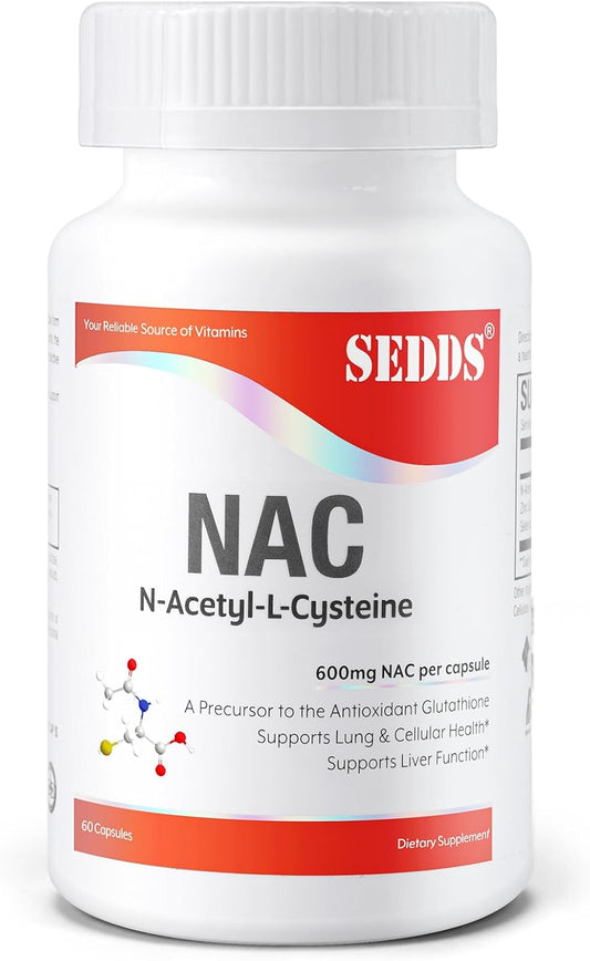 NAC 600mg SEDDS Supplements - 60 Veg Capsules, Non-GMO & Gluten Free