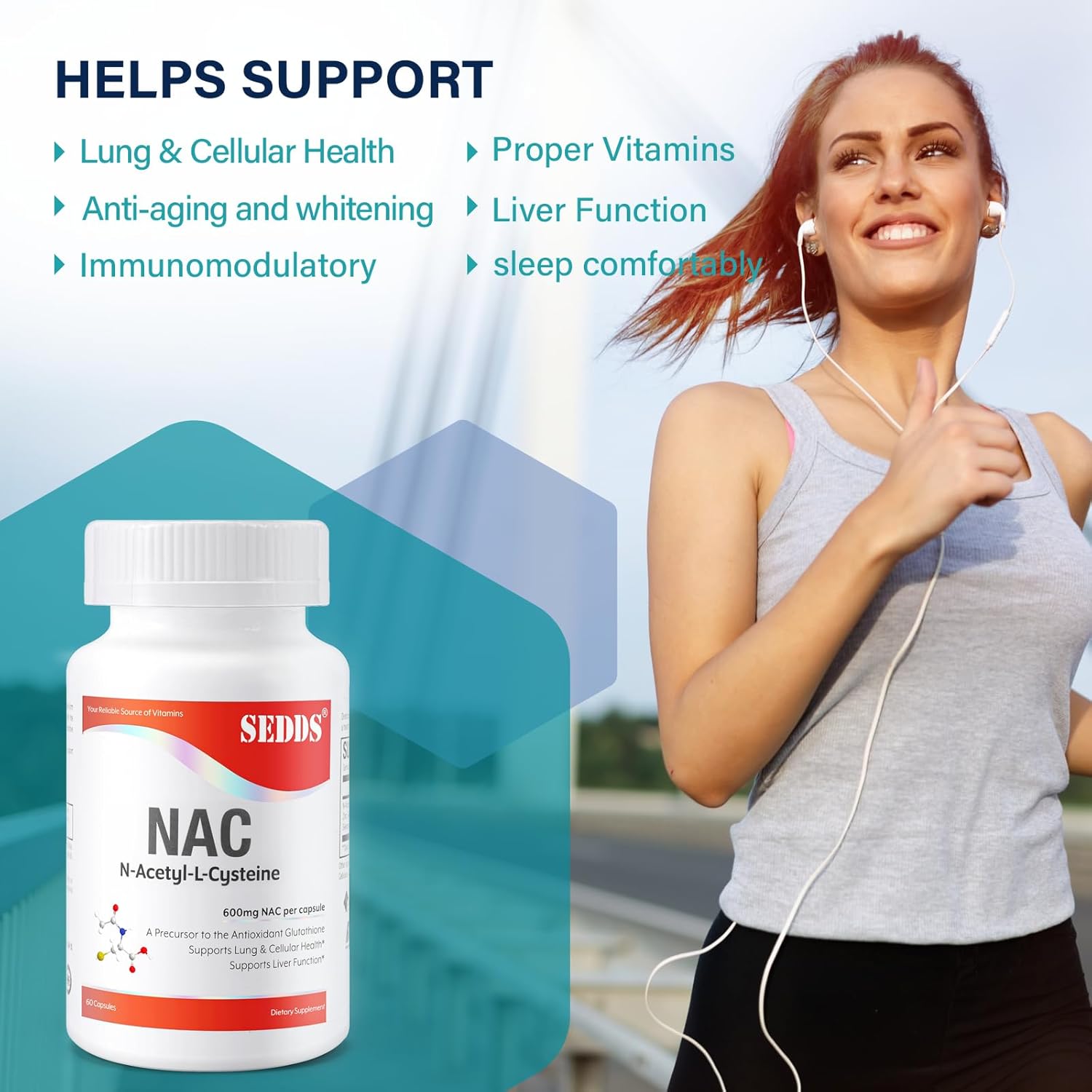 NAC 600mg SEDDS Supplements - 60 Veg Capsules, Non-GMO & Gluten Free