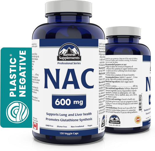 NAC 600mg Supplement for Antioxidant Support - 150 Capsules - Made in Canada
