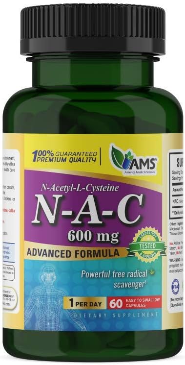 NAC 600mg Supplement for Lung, Immune, & Liver Health - Antioxidant Support - 60 Capsules