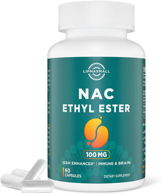 NACET Liposomal N-Acetyl Cysteine Ethyl Ester 100mg with Glycine 600mg - Enhanced Absorption, Immune Support, Antioxidant - 60 Capsules