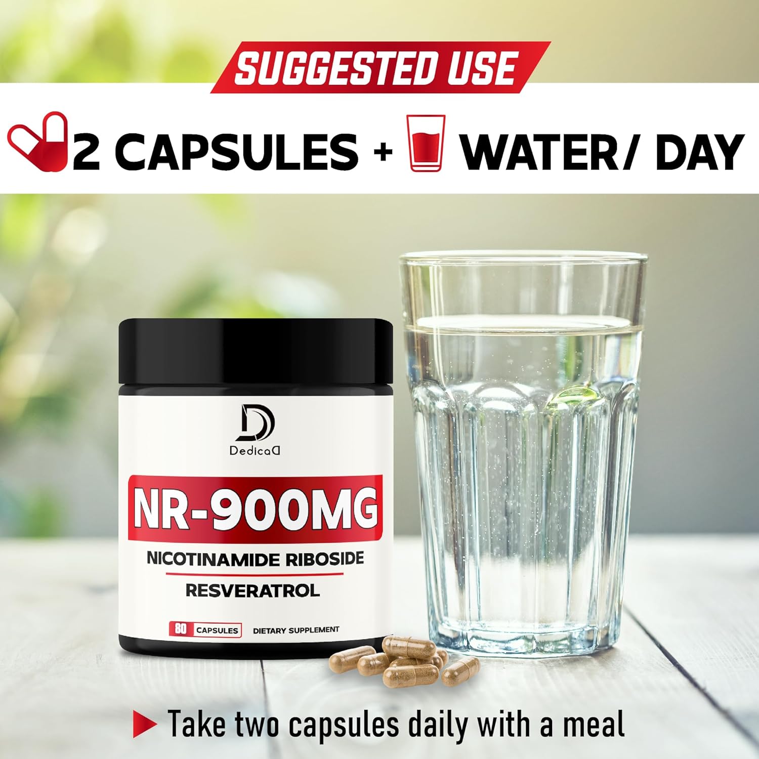 NAD Nicotinamide Riboside Resveratrol Capsules - Cellular Health & Vitality Support - 80 Capsules