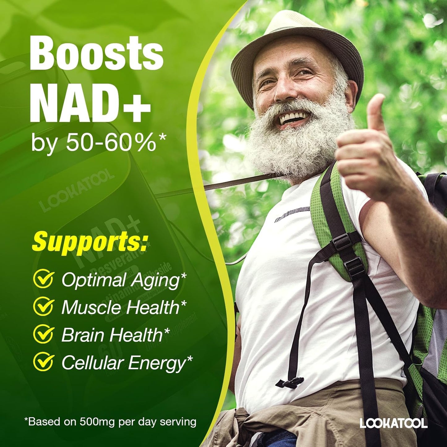 NAD+ Resveratrol Liposomal Supplement with Quercetin for Anti-Aging - 60 Capsules