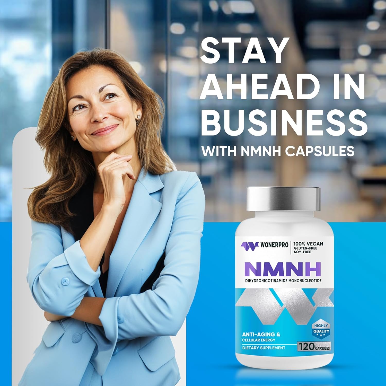 NAD Supplement 1000mg for Anti Aging, Energy & Focus - 120 Capsules, NAD+ Booster for Age-Related Decline