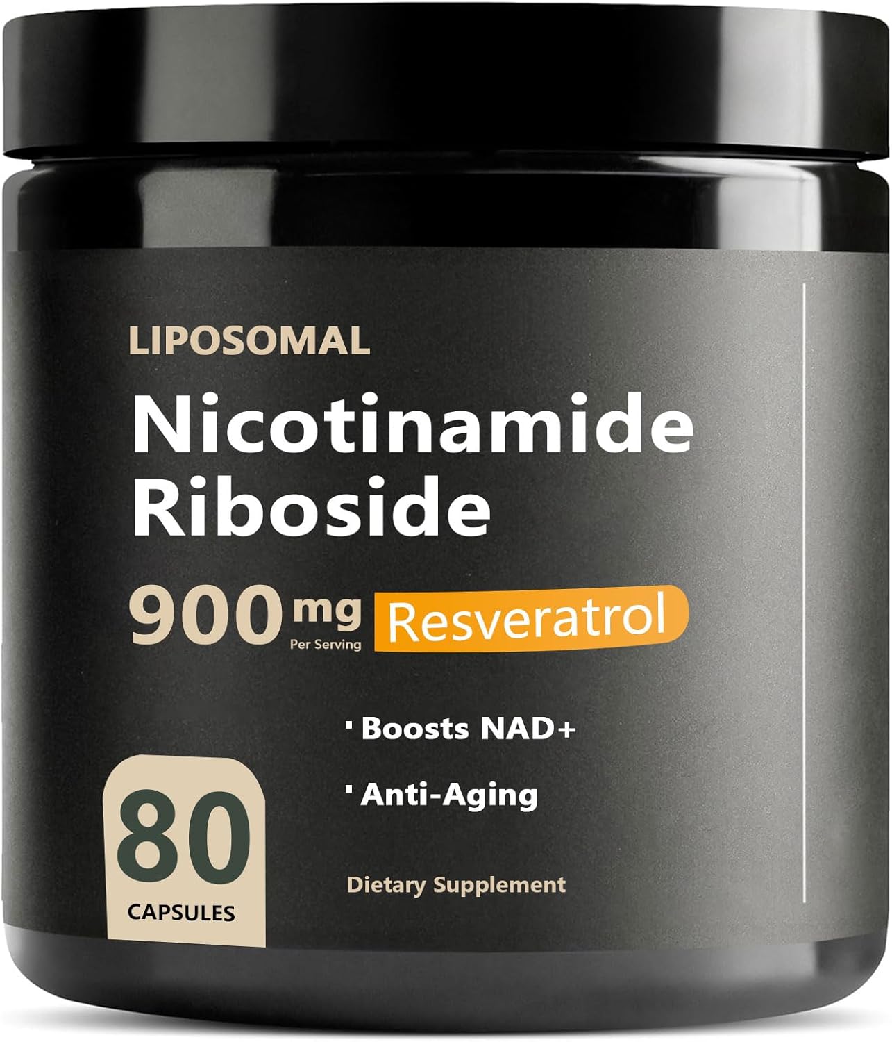 NAD Supplement with Nicotinamide Riboside 900 mg, Resveratrol, Quercetin - Anti-Aging Energy Focus - 80 Capsules