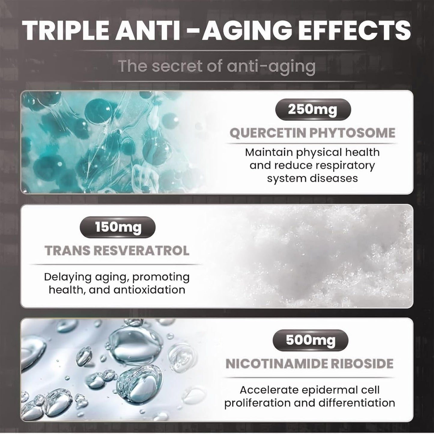 NAD Supplement with Nicotinamide Riboside 900 mg, Resveratrol, Quercetin - Anti-Aging Energy Focus - 80 Capsules