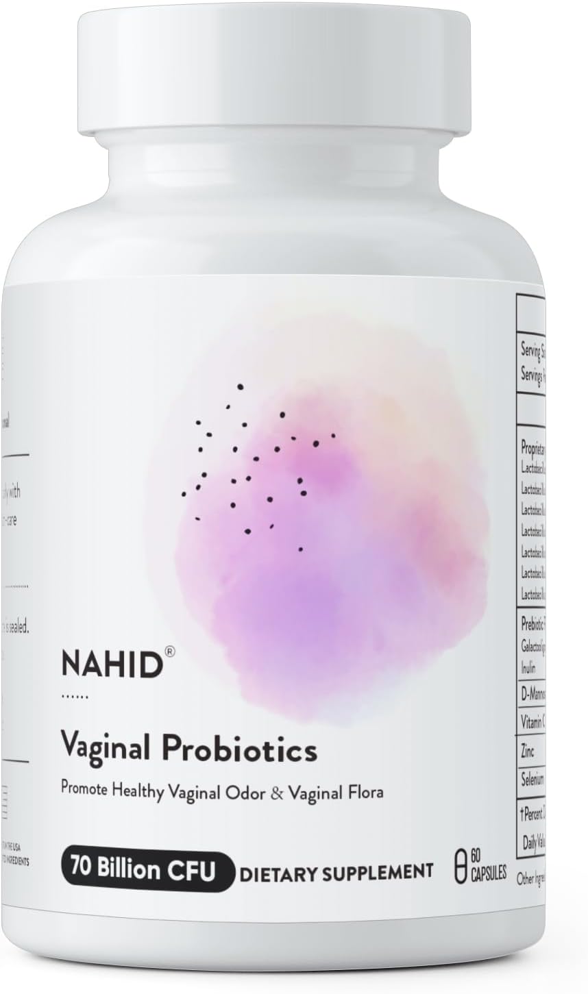 Nahid Vaginal Probiotics for Women - 70 Billion CFU & Prebiotics for pH Balance & Vaginal Health - Supports Odor Control, Urinary Tract & Digestive Health - 60 Capsules, Shelf Stable, Lactobacillus Blend