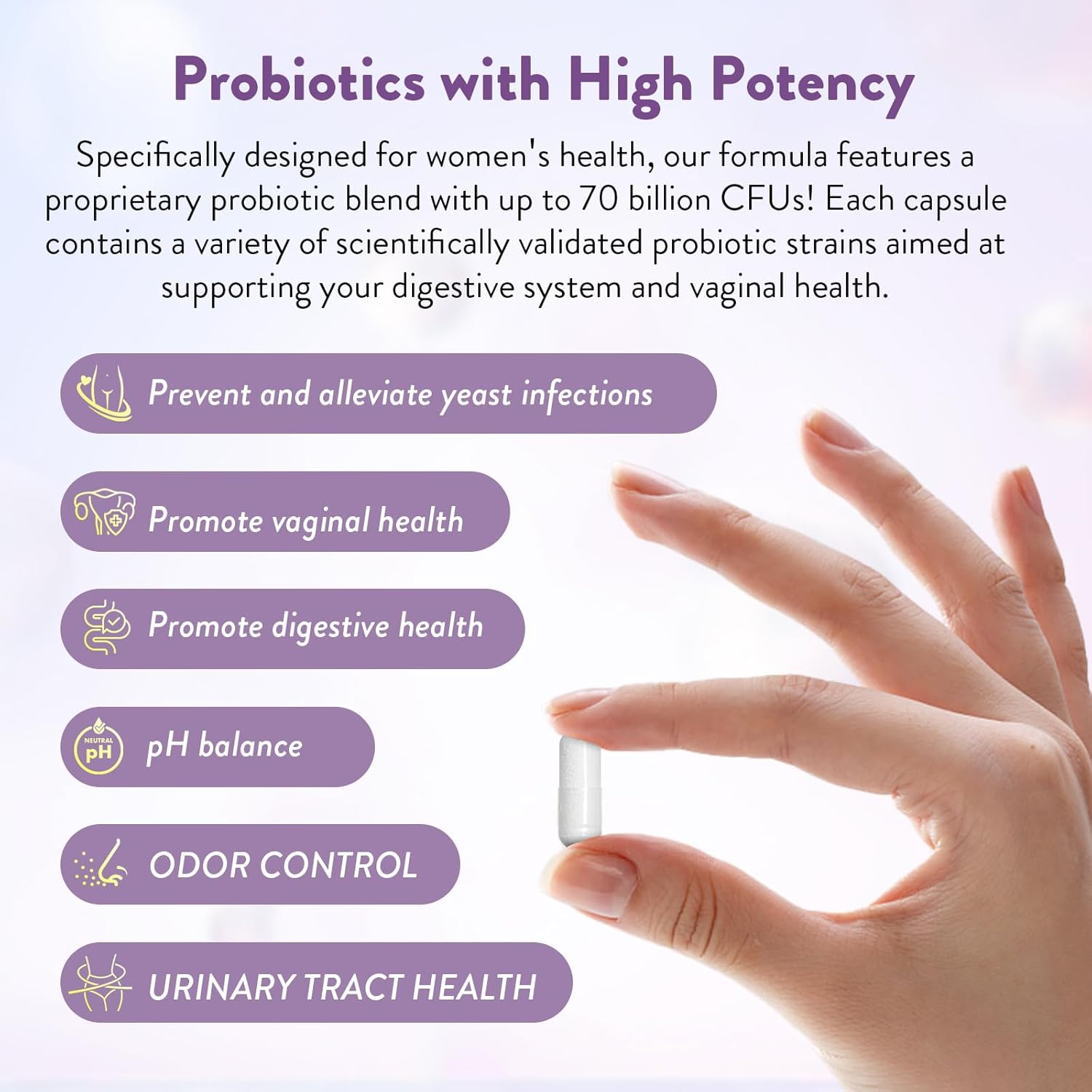 Nahid Vaginal Probiotics for Women - 70 Billion CFU & Prebiotics for pH Balance & Vaginal Health - Supports Odor Control, Urinary Tract & Digestive Health - 60 Capsules, Shelf Stable, Lactobacillus Blend