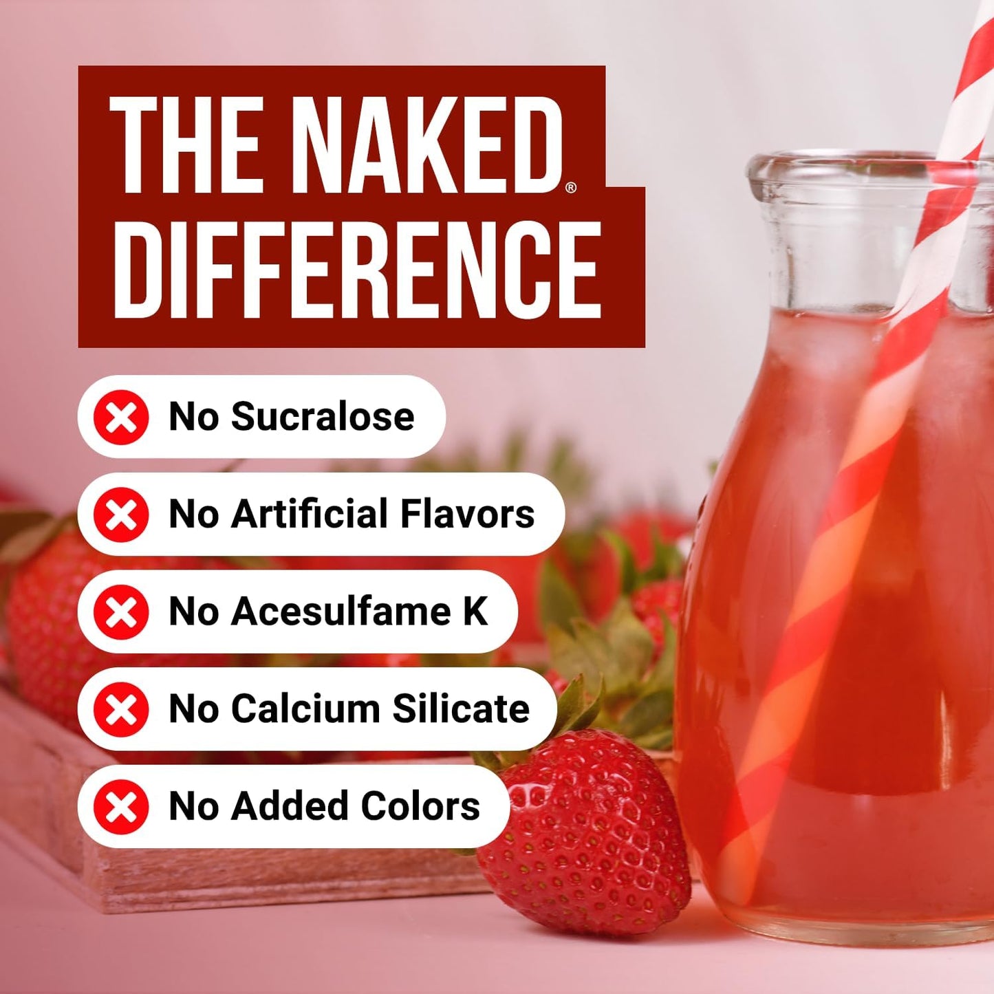 Naked Creatine Strawberry Flavored Monohydrate Powder - Vegan, Non-GMO, Gluten & Soy Free - Muscle Growth Support - 45 Servings