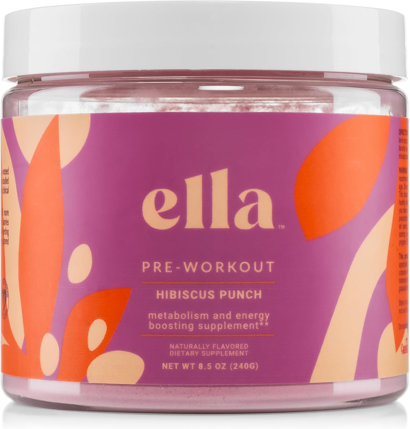 Naked Ella Hibiscus Punch Pre Workout Powder with Vegan BCAA Amino Acids - Natural Caffeine Boost for Men & Women, 30 Servings