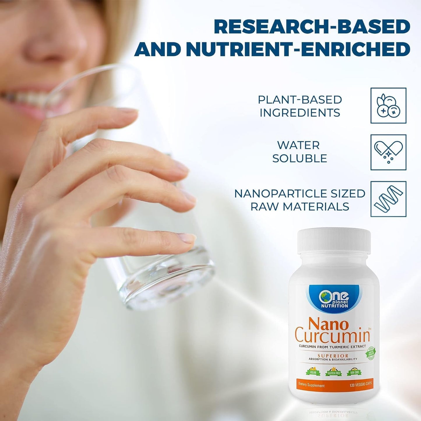 Nano Curcumin 500mg Veggie Capsules - 120 Servings - Immune Support - High Absorption - Non-GMO, Vegan, Gluten-Free