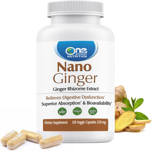Nano Ginger Root Extract Capsules - 250mg (120 Servings) for Digestive Health - Non-GMO, Vegan, Gluten Free