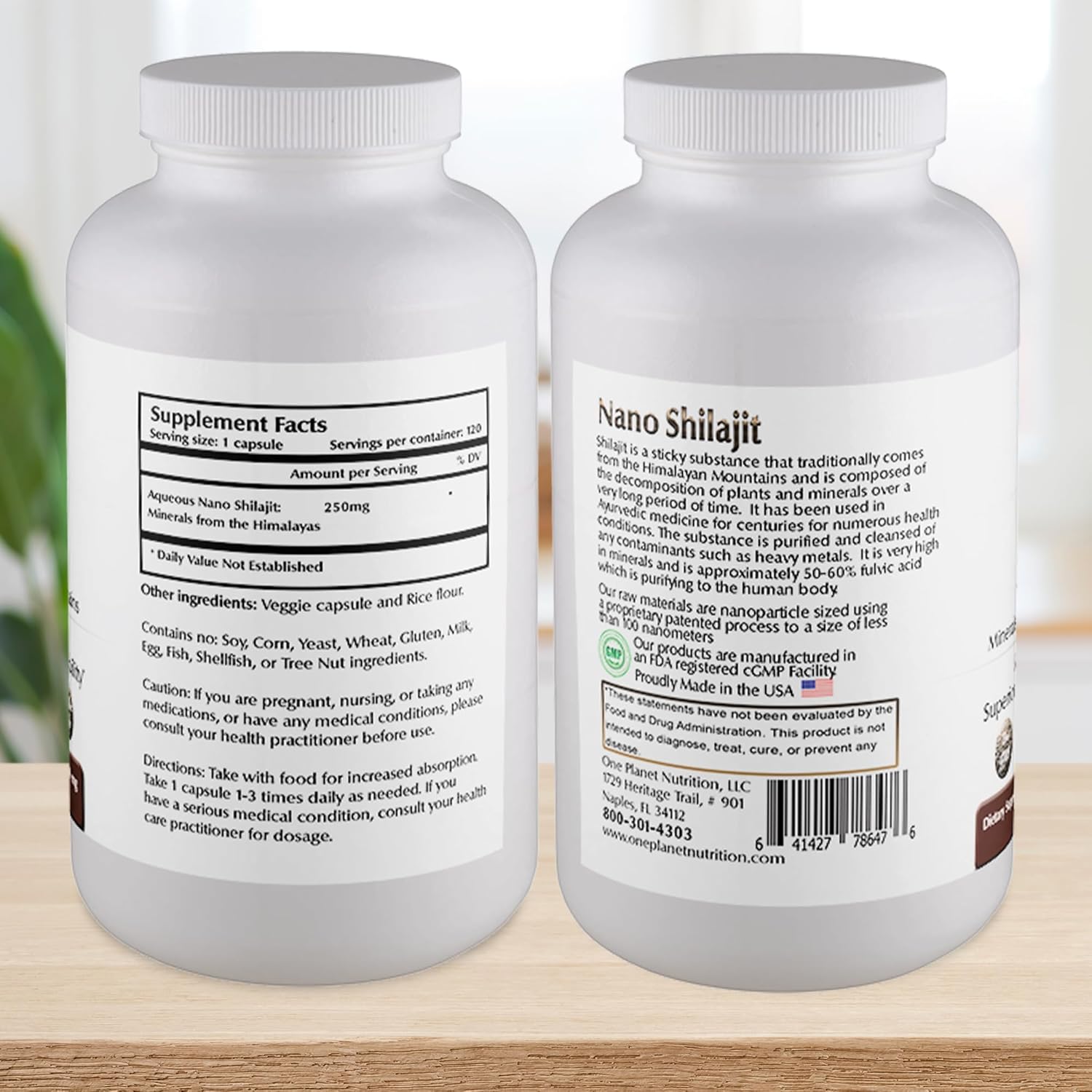 Nano Shilajit 250mg Veggie Capsules - 120 Servings, 40-60% Fulvic Acid, Enhanced Absorption, Rich in Minerals, Non-GMO, Vegan, Gluten Free