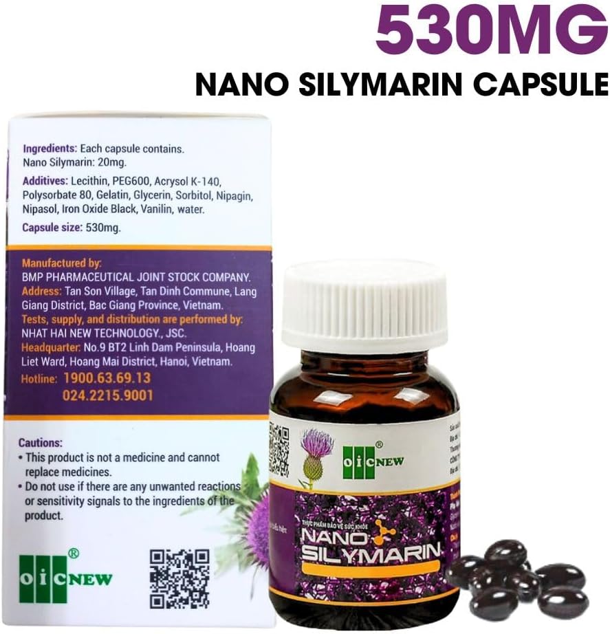 Nano Silymarin Capsules - Liver Health Support with Nano Technology for 99.9% Absorption - 60 Capsules to Stabilize Liver Cells