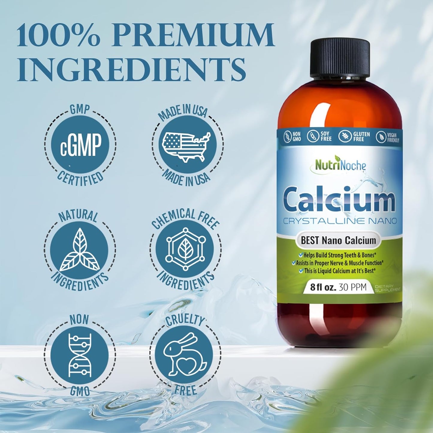 Nano-sized Liquid Calcium Supplement with Colloidal & Trace Minerals - 30 PPM for Cellular Absorption