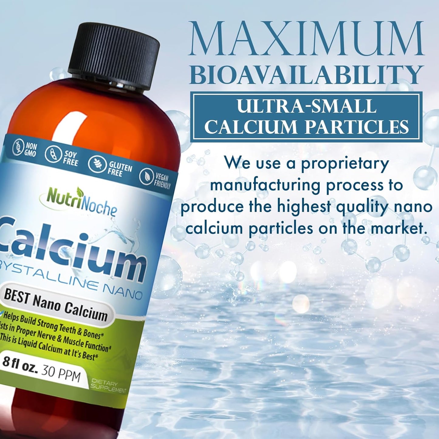 Nano-sized Liquid Calcium Supplement with Colloidal & Trace Minerals - 30 PPM for Cellular Absorption