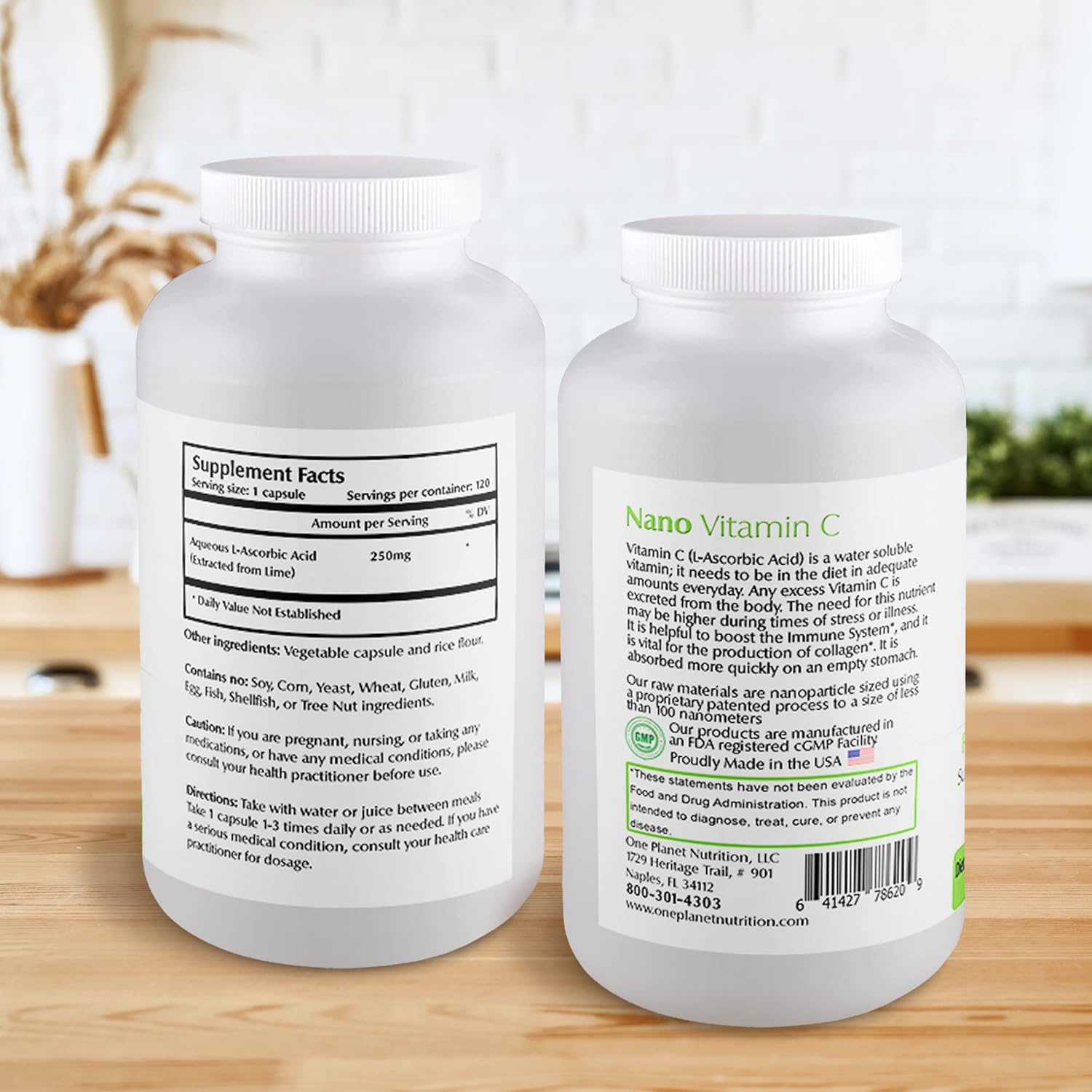 Nano Vitamin C 250 mg Veggie Capsules - Lime Extract, Enhanced Absorption - 120 Servings