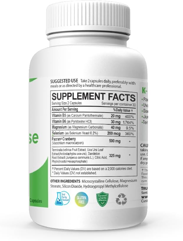 NANOWELL K-Cleanse: Kidney Cleanse Supplement with Pacran Cranberry Extract, Magnesium, Selenium, Vitamins B5 & B6 - 60 Capsules