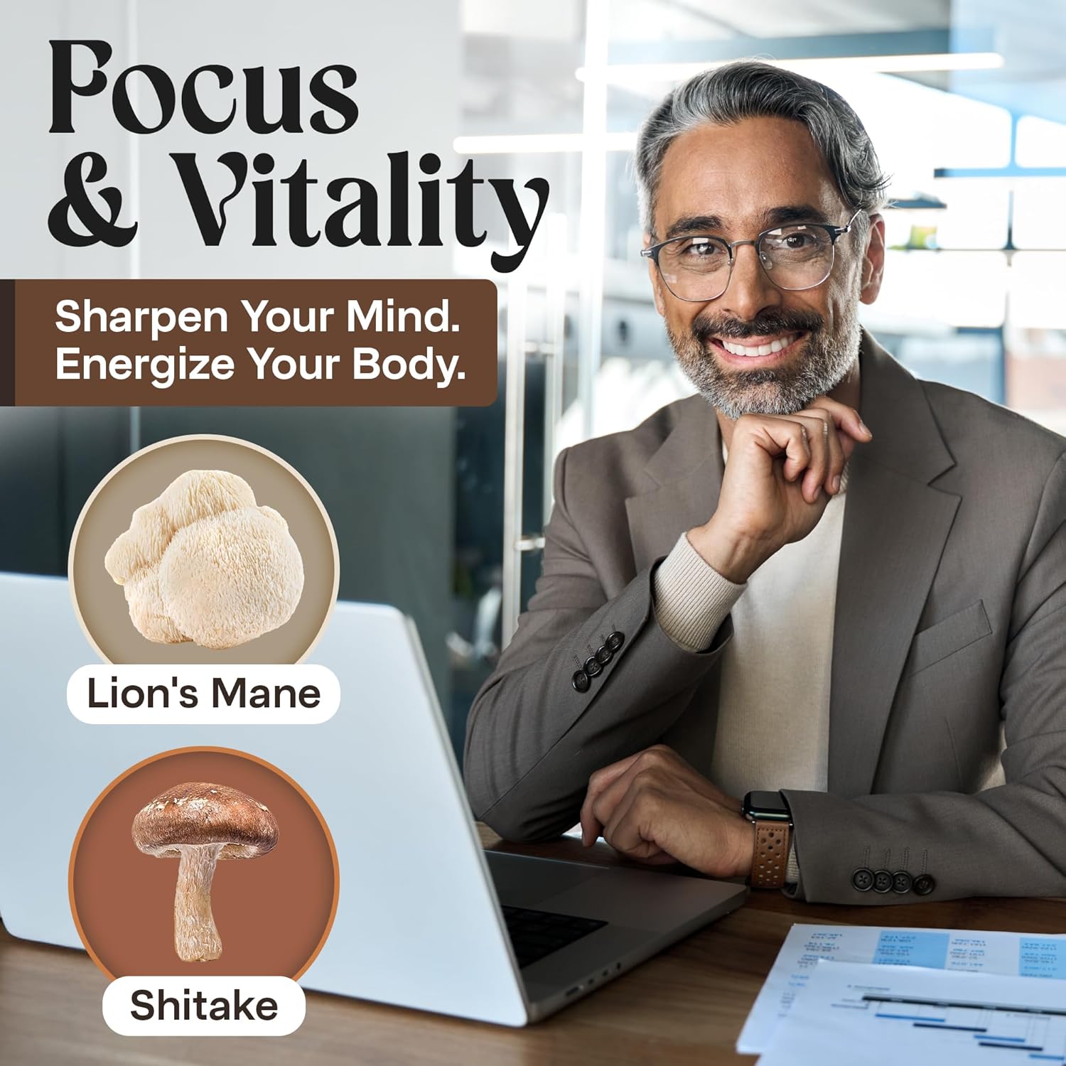 NAO Zen Mushroom Gummies - 10 in 1 Blend for Daily Wellness & Vitality with Reishi, Cordyceps, Chaga, and Lion’s Mane