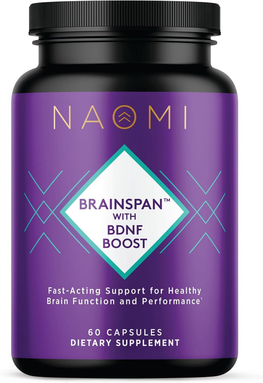 NAOMI Brainspan™ BDNF Boost Capsules for Brain Function & Performance - Lion's Mane, Gingko Biloba, Sage Extracts - 60ct