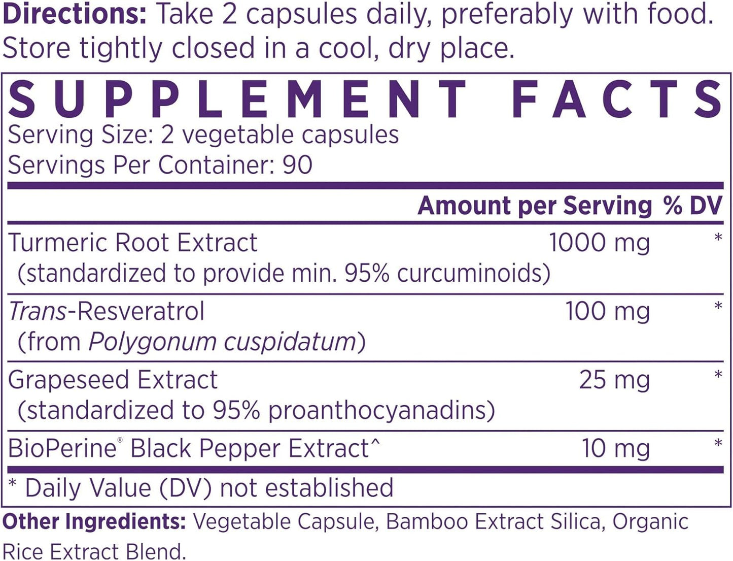 NAOMI Turmeric Curcumin 1000mg with BioPerine & Resveratrol - Joint Support & Muscle Response - 3-Month Supply