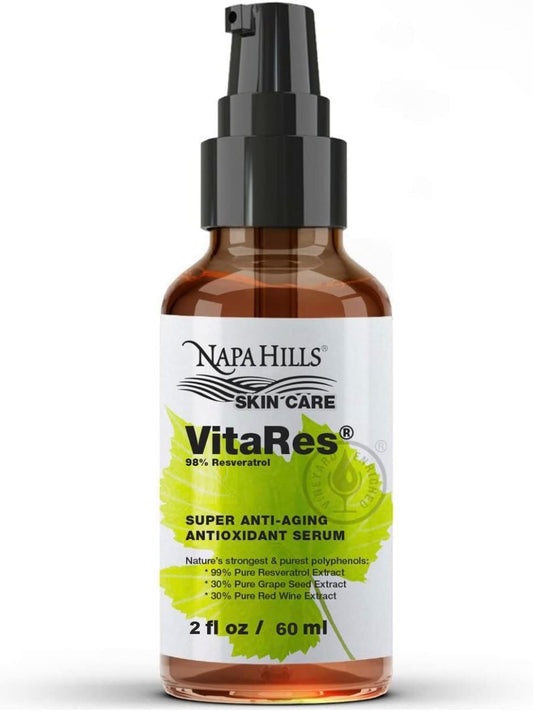 Napa Hills Liquid VitaRes Resveratrol Drops - Super Concentrated Skincare with Grape Skin & Seed Extracts - 98% Strength, 2 Fl Oz